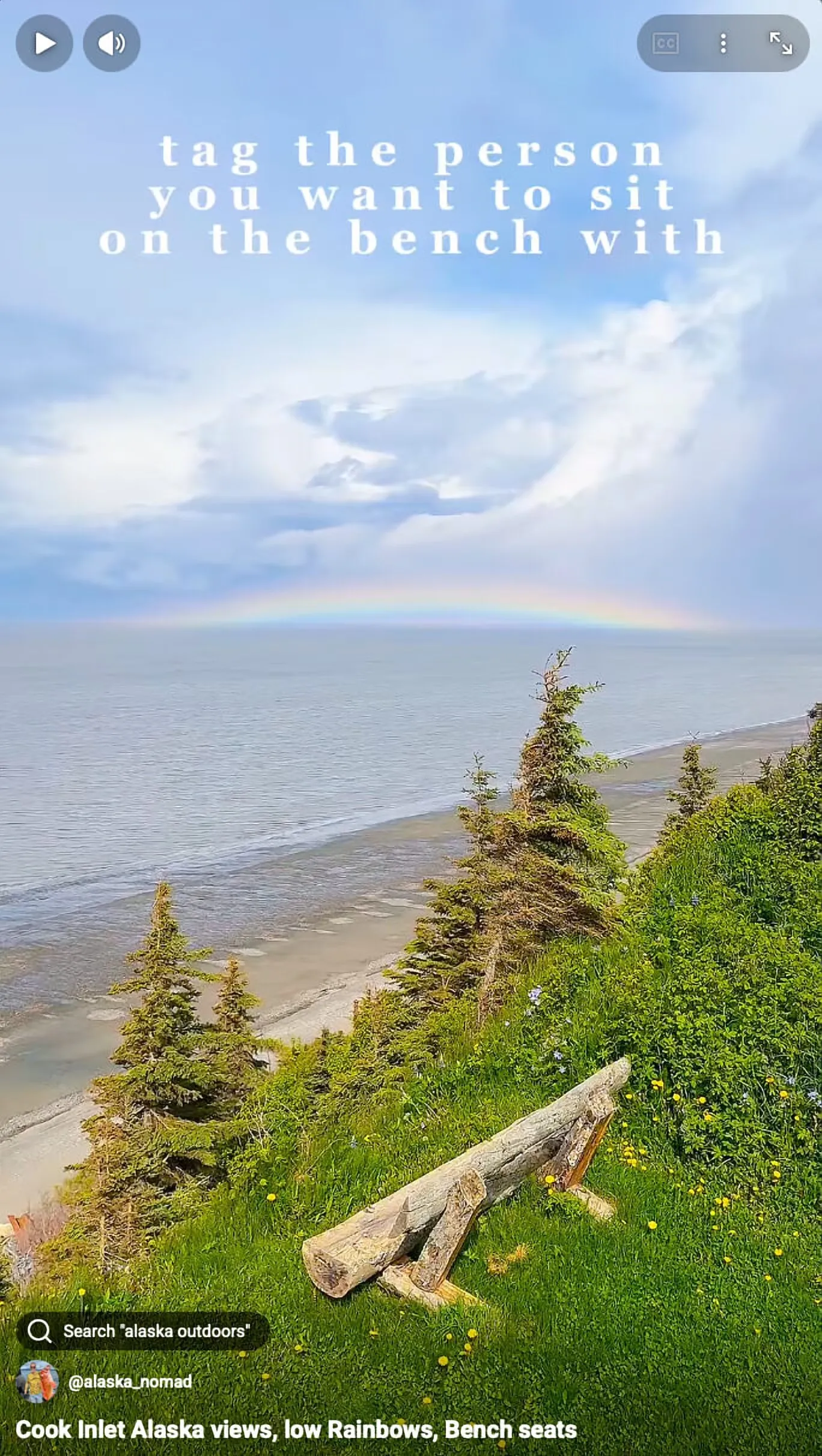 Cook Inlet Alaska views, low Rainbows, Bench seats