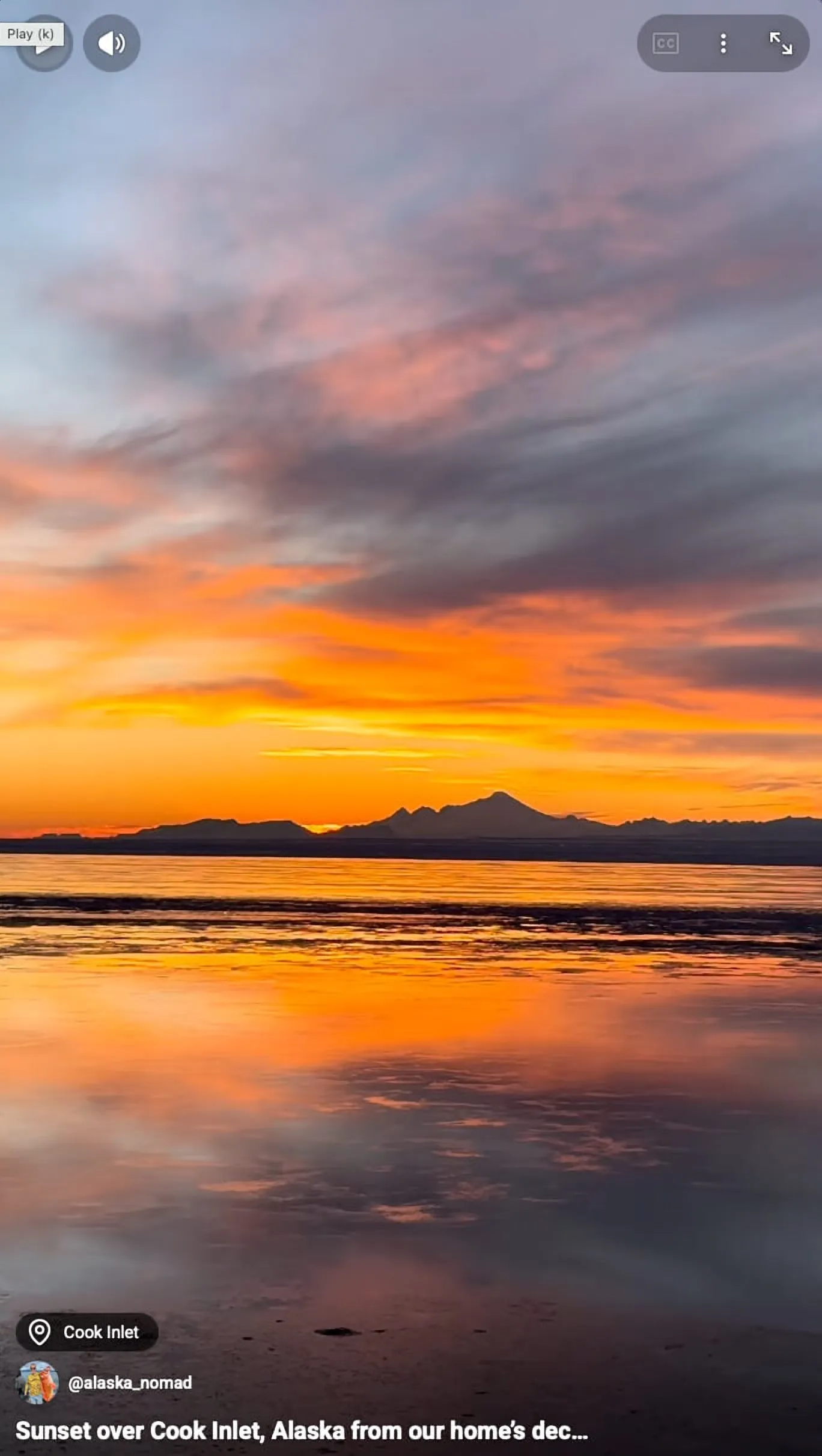 Sunset over Cook Inlet, Alaska from our home’s deck