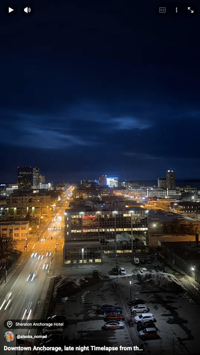 Downtown Anchorage, late night Timelapse from the Sheraton Anchorage