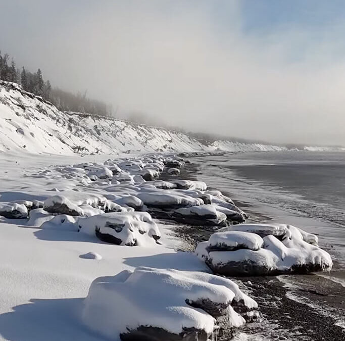 Fresh Beach Snow on Old Ice