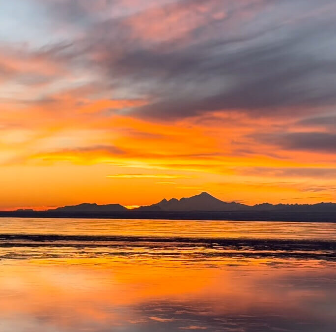 Sunset over Cook Inlet, Alaska from our home’s deck