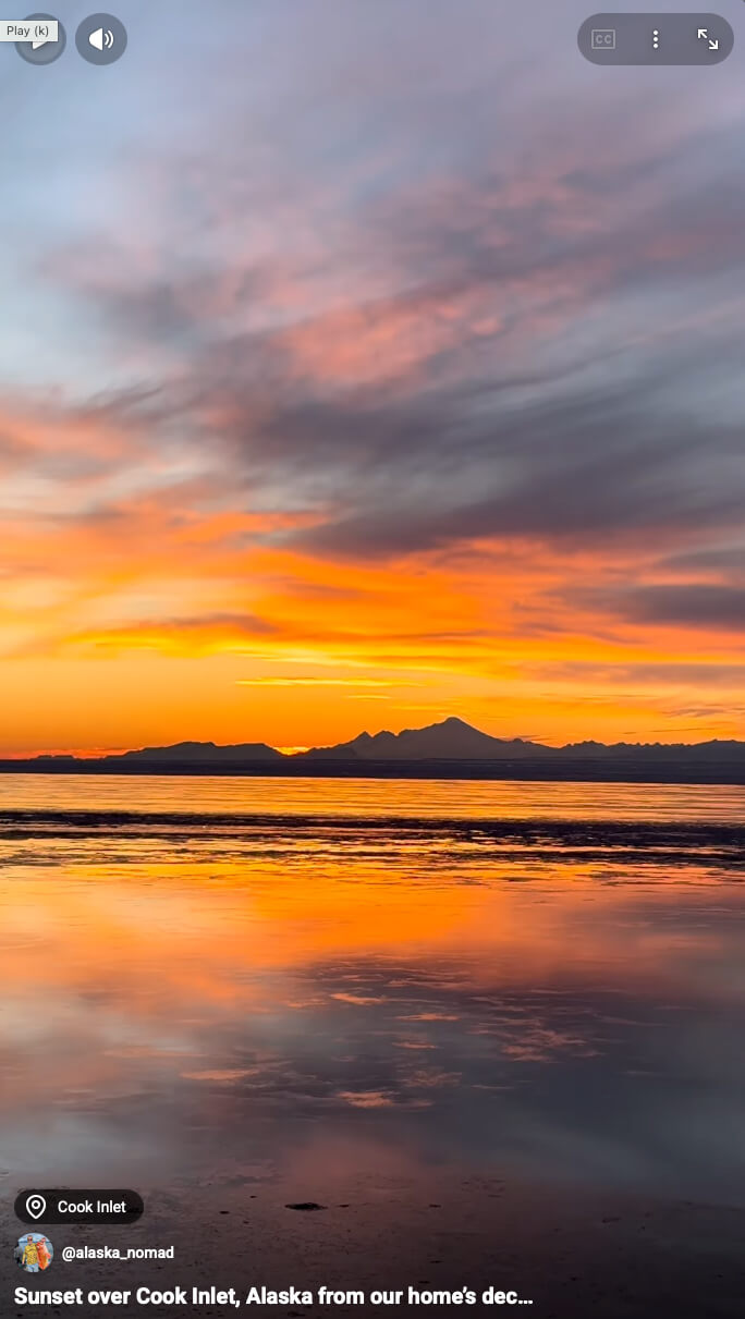 Sunset over Cook Inlet, Alaska from our home’s deck