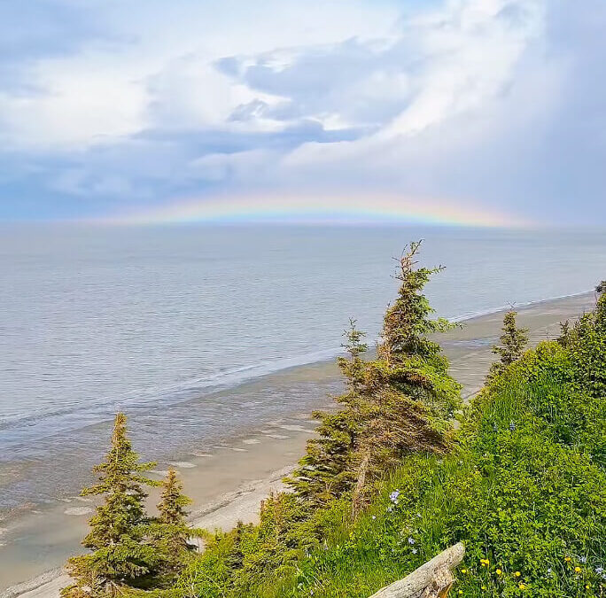 Cook Inlet Alaska views, low Rainbows, Bench seats